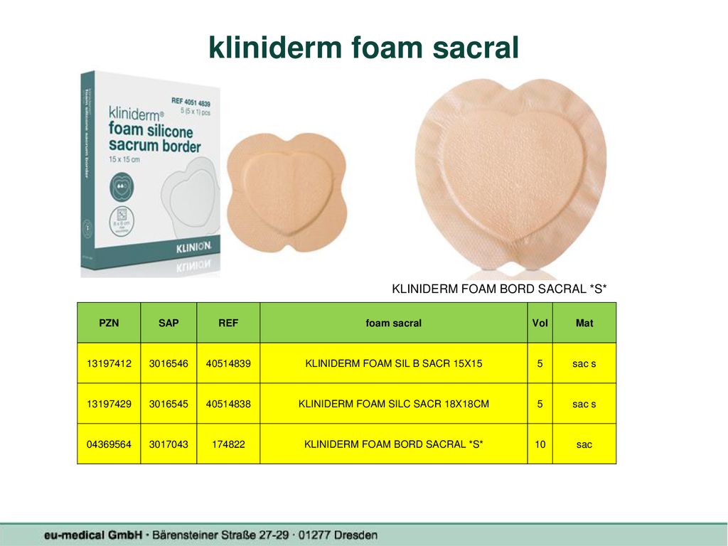 kliniderm foam sacral KLINIDERM FOAM BORD SACRAL *S* PZN SAP REF