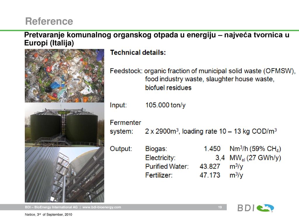 Reference Pretvaranje komunalnog organskog otpada u energiju – najveća tvornica u Europi (Italija) Siehe Anmerkung WH musst Du entscheiden.