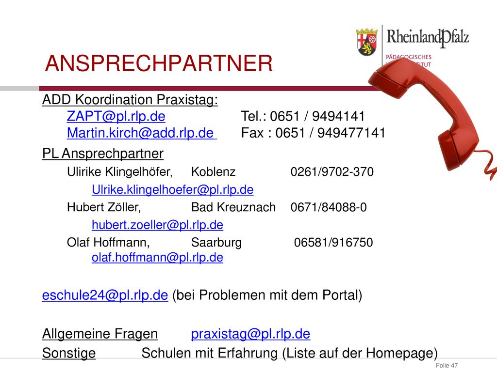 Ansprechpartner ADD Koordination Praxistag: