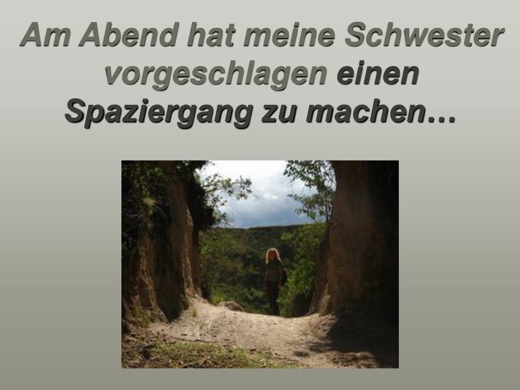 Am Abend hat meine Schwester vorgeschlagen einen Spaziergang zu machen…