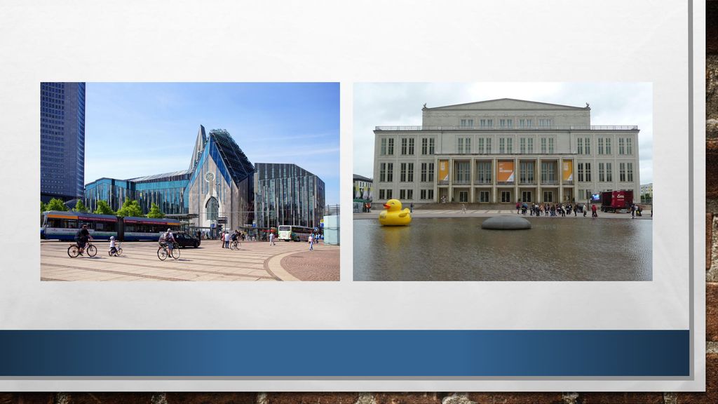 „Genau dann, wenn man in Leipzig (auf dem Augustusplatz) vor dem Augusteum der Universität steht, steht man auch vor der Oper Leipzig.