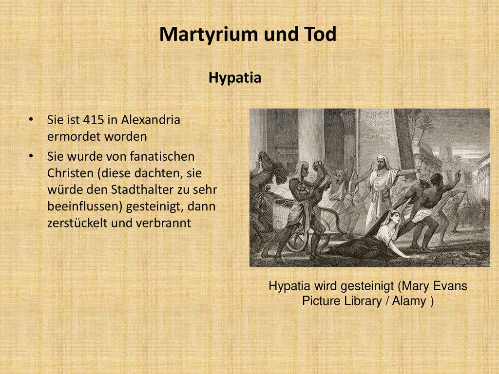 Hypatia wird gesteinigt (Mary Evans Picture Library / Alamy )