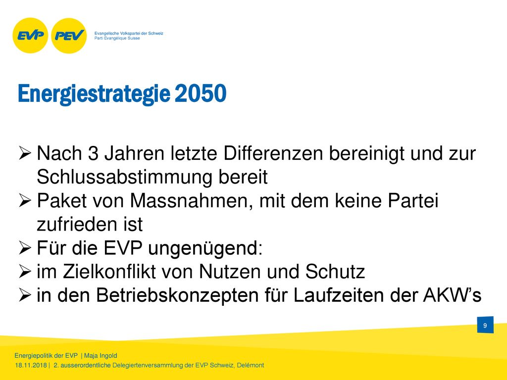 Energiestrategie 2050 Nach 3 Jahren letzte Differenzen bereinigt und zur Schlussabstimmung bereit.