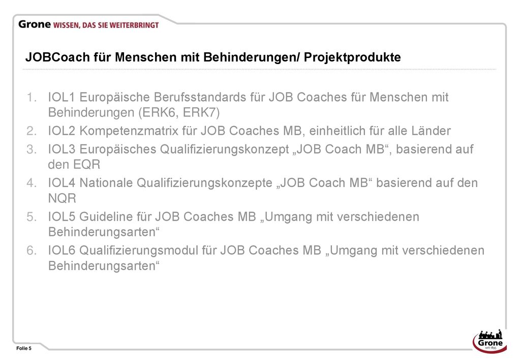 JOBCoach für Menschen mit Behinderungen/ Projektprodukte