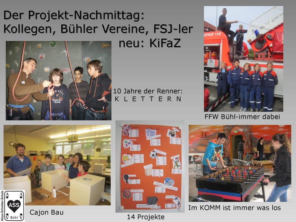 Der Projekt-Nachmittag: Kollegen, Bühler Vereine, FSJ-ler