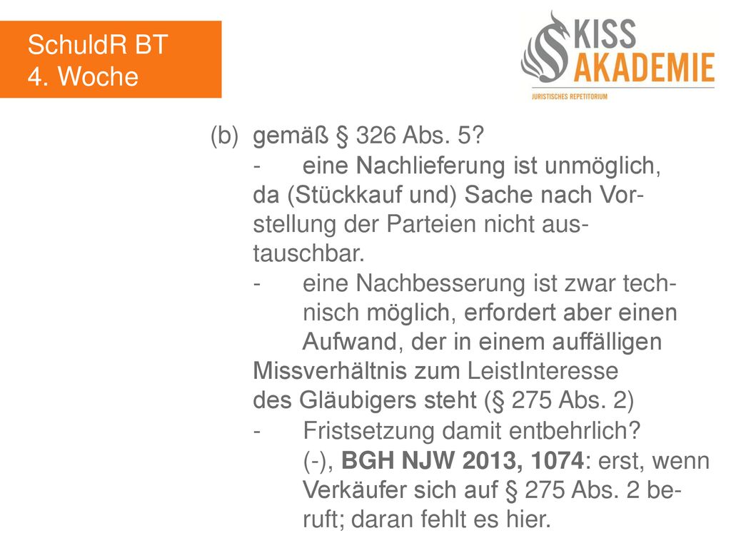 SchuldR BT 4. Woche (b) gemäß § 326 Abs. 5