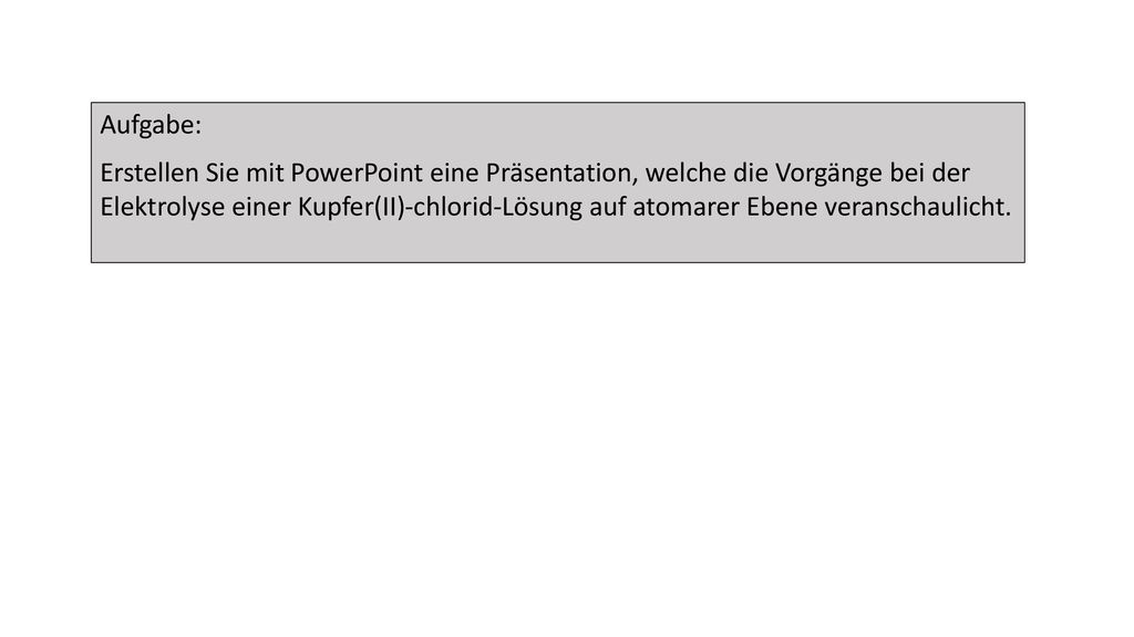 Aufgabe: Erstellen Sie mit PowerPoint eine Präsentation, welche die Vorgänge bei der.