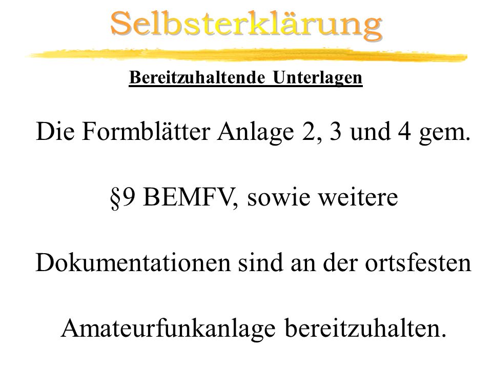 Die Formblätter Anlage 2, 3 und 4 gem. §9 BEMFV, sowie weitere