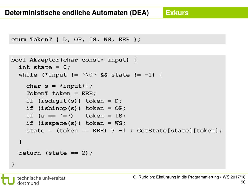 Deterministische endliche Automaten (DEA) Exkurs