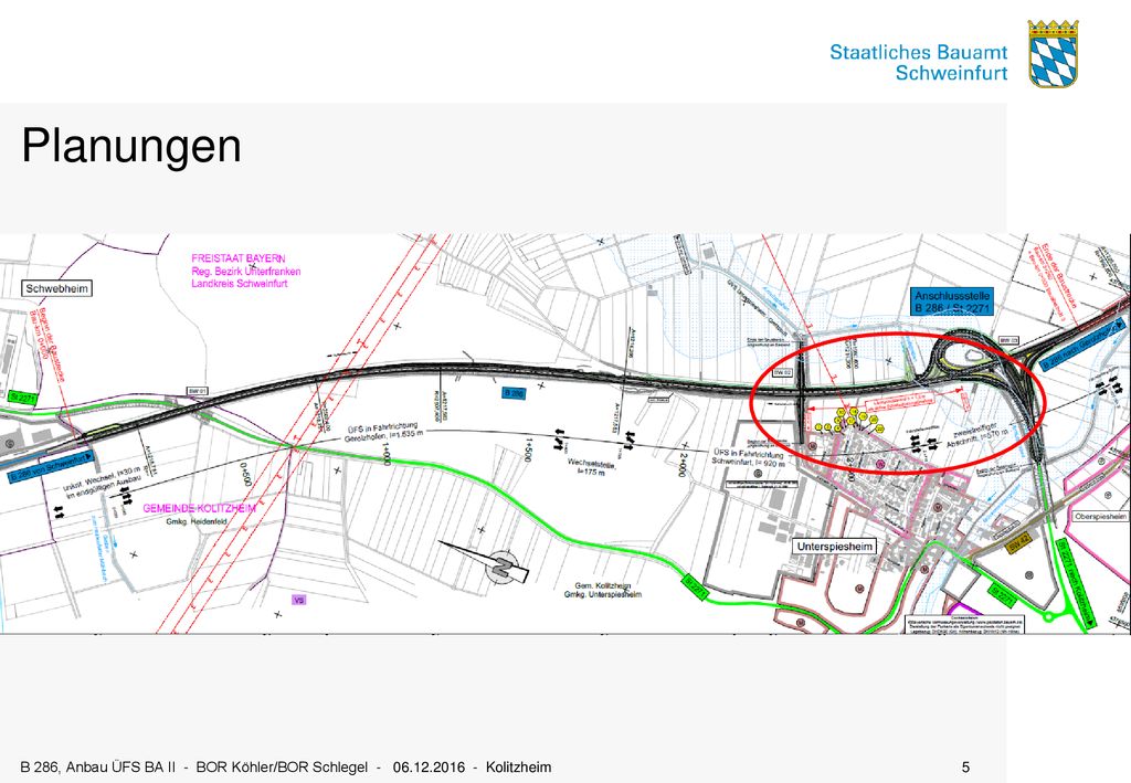 Planungen B 286, Anbau ÜFS BA II - BOR Köhler/BOR Schlegel Kolitzheim