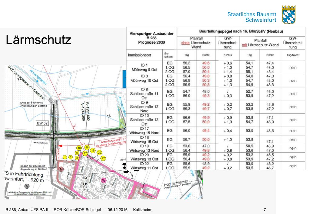Lärmschutz B 286, Anbau ÜFS BA II - BOR Köhler/BOR Schlegel Kolitzheim