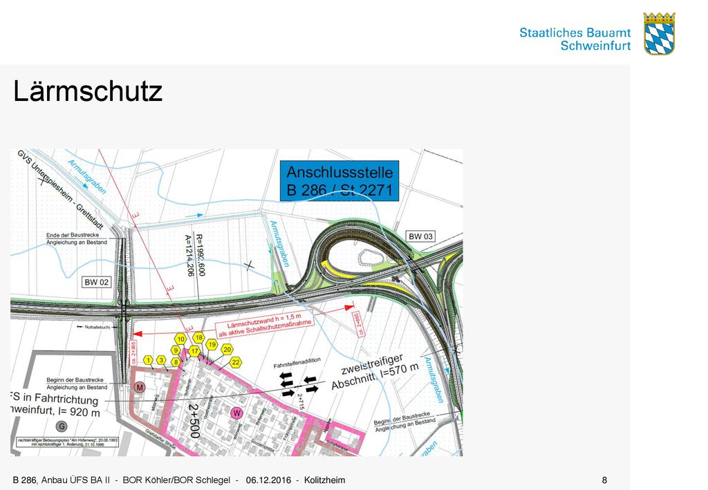 Lärmschutz B 286, Anbau ÜFS BA II - BOR Köhler/BOR Schlegel Kolitzheim