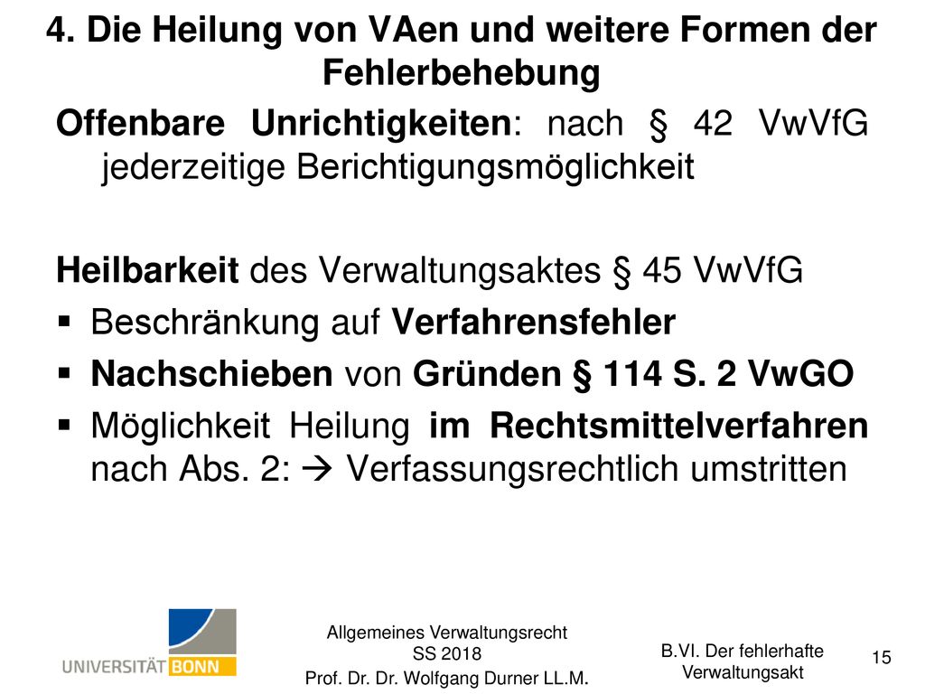 4. Die Heilung von VAen und weitere Formen der Fehlerbehebung