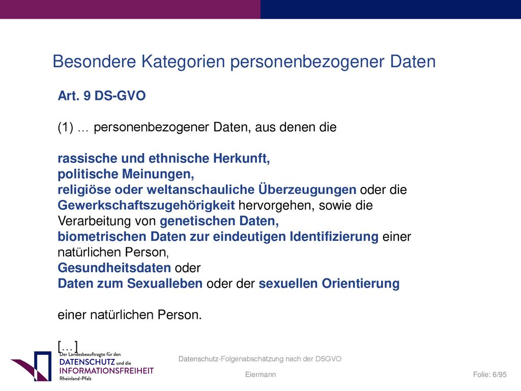 Besondere Kategorien personenbezogener Daten