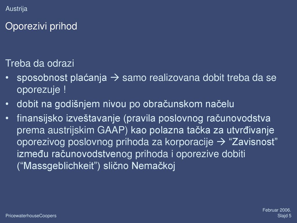 sposobnost plaćanja  samo realizovana dobit treba da se oporezuje !