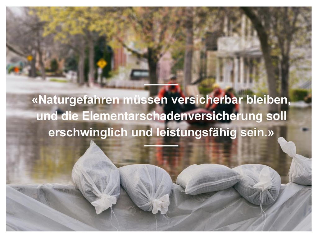 «Naturgefahren müssen versicherbar bleiben, und die Elementarschadenversicherung soll erschwinglich und leistungsfähig sein.»