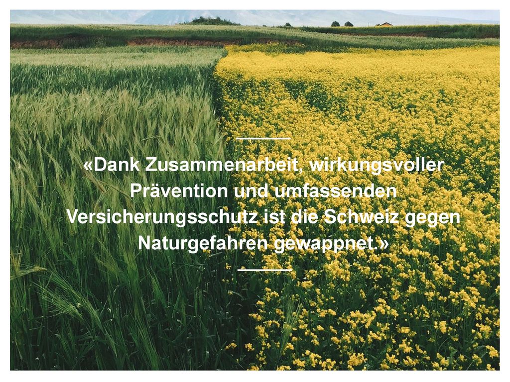 «Dank Zusammenarbeit, wirkungsvoller Prävention und umfassenden Versicherungsschutz ist die Schweiz gegen Naturgefahren gewappnet.»