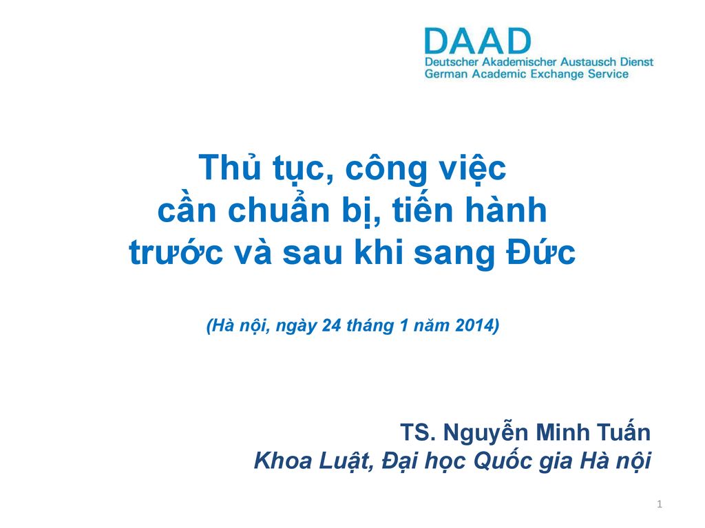 Thủ tục, công việc cần chuẩn bị, tiến hành trước và sau khi sang Đức (Hà nội, ngày 24 tháng 1 năm 2014)