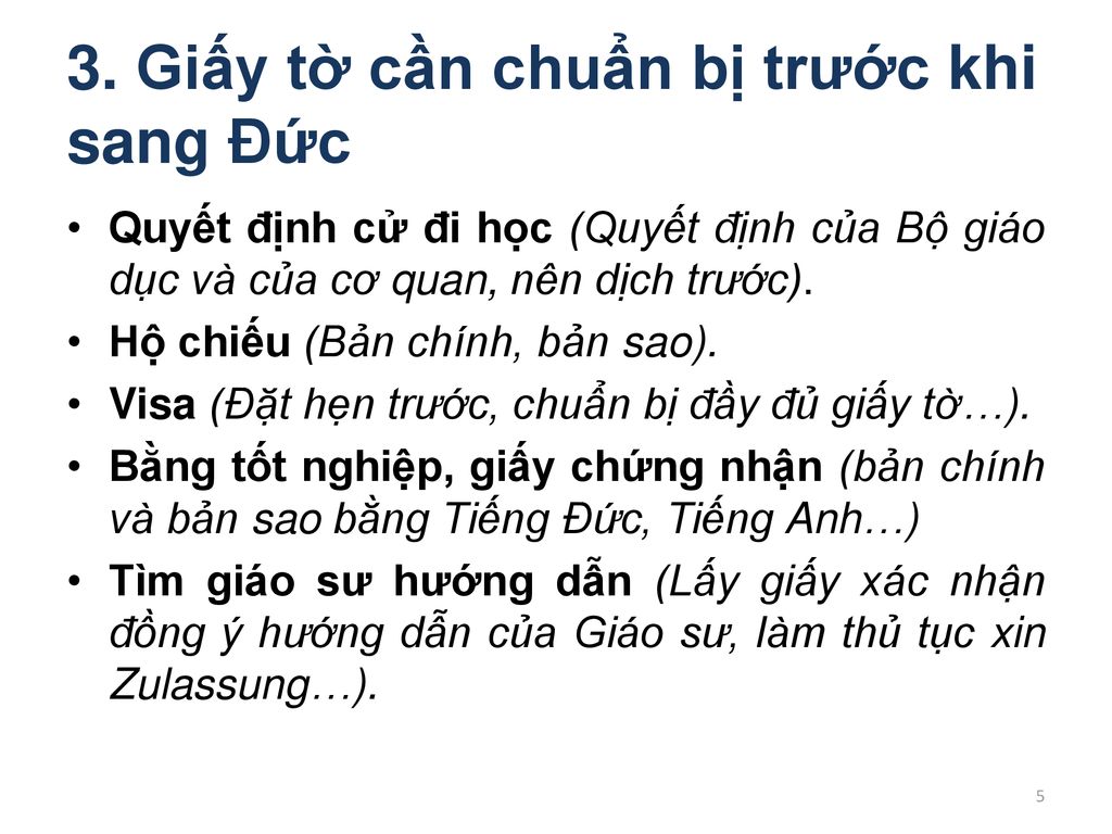 3. Giấy tờ cần chuẩn bị trước khi sang Đức