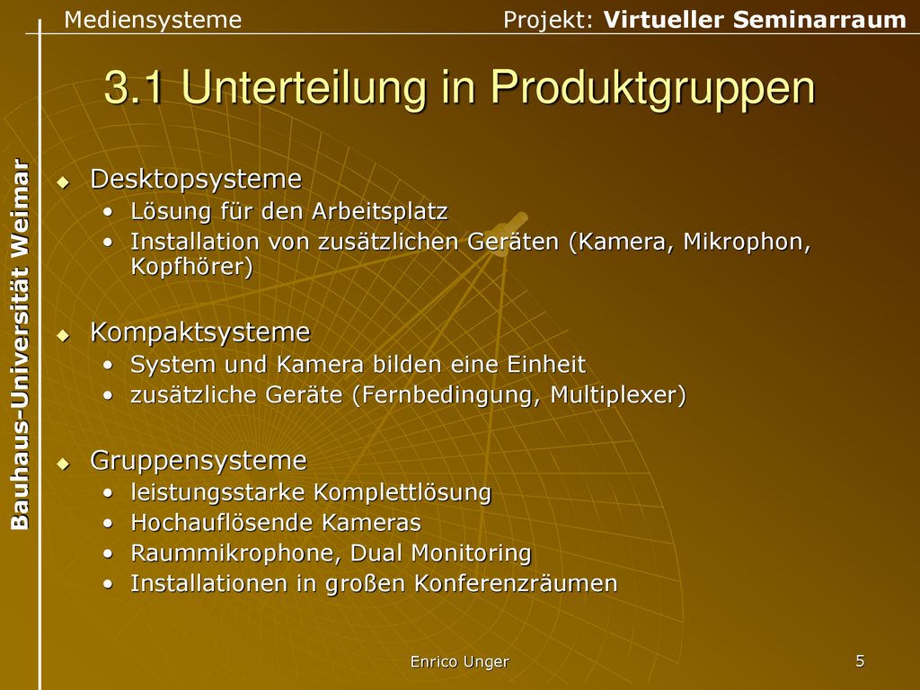 3.1 Unterteilung in Produktgruppen