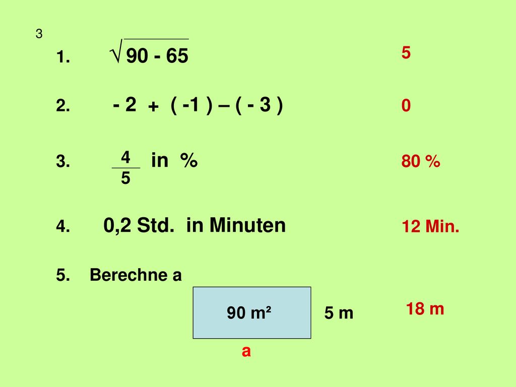 3 1. √ ( -1 ) – ( - 3 ) 3. in % %