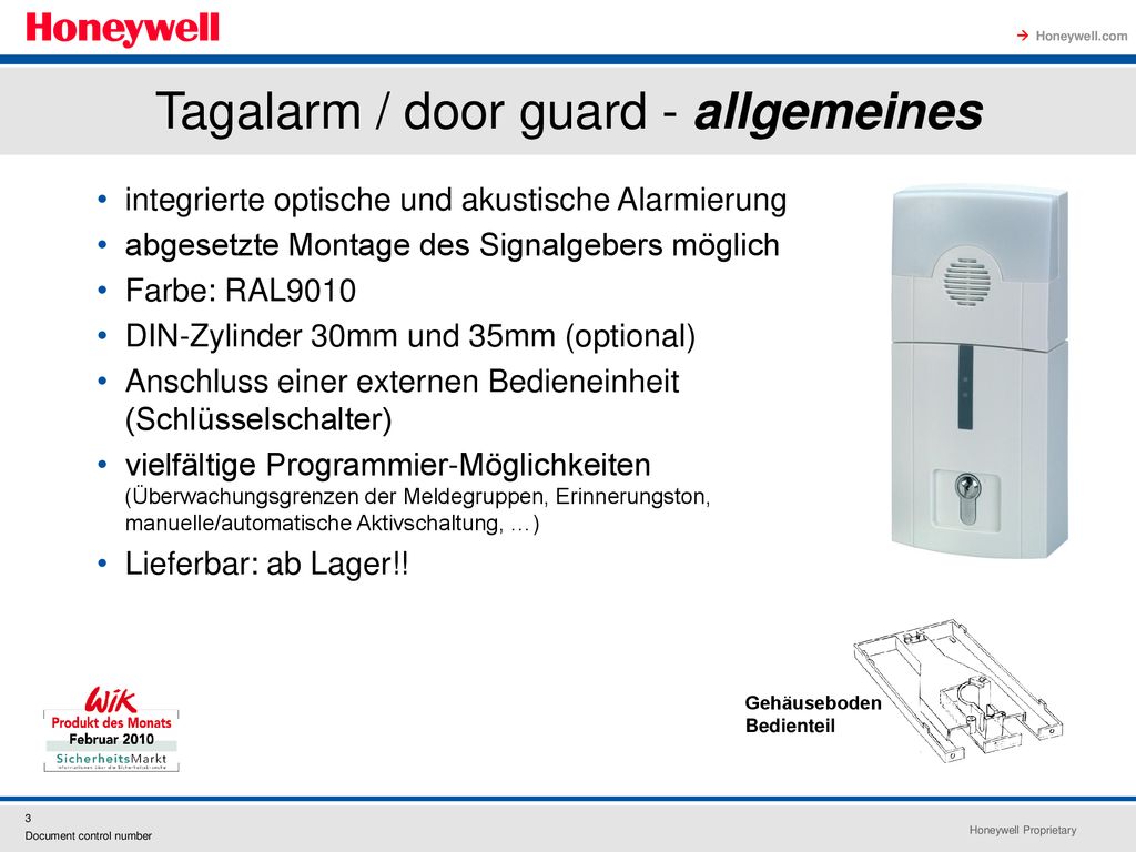 Tagalarm / door guard - allgemeines