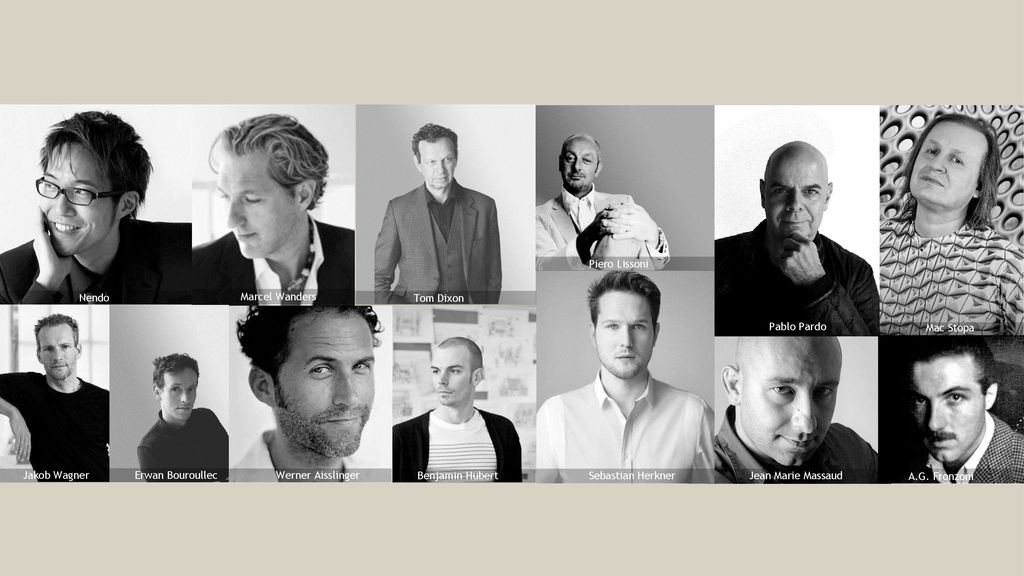 Piero Lissoni Nendo. Marcel Wanders. Tom Dixon. Pablo Pardo. Mac Stopa.