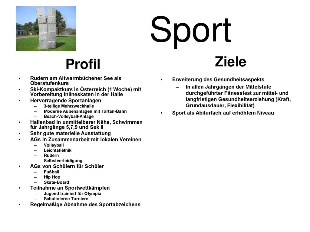 Sport Ziele Profil Rudern am Altwarmbüchener See als Oberstufenkurs