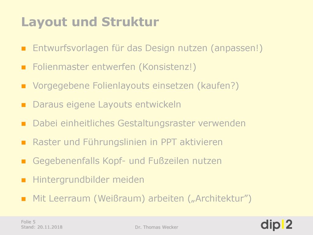 Layout und Struktur Entwurfsvorlagen für das Design nutzen (anpassen!)
