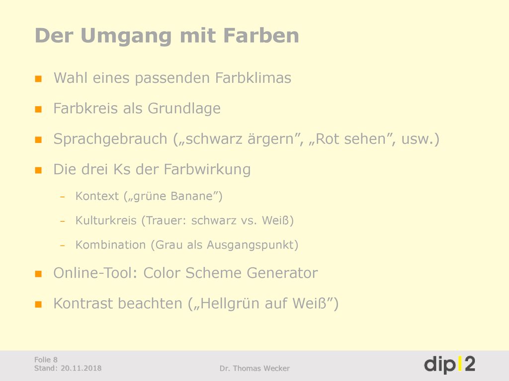 Der Umgang mit Farben Wahl eines passenden Farbklimas