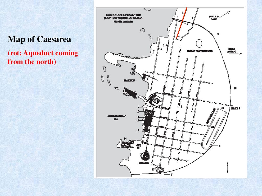 Map of Caesarea (rot: Aqueduct coming from the north)