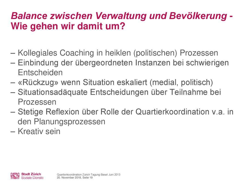 Balance zwischen Verwaltung und Bevölkerung - Wie gehen wir damit um