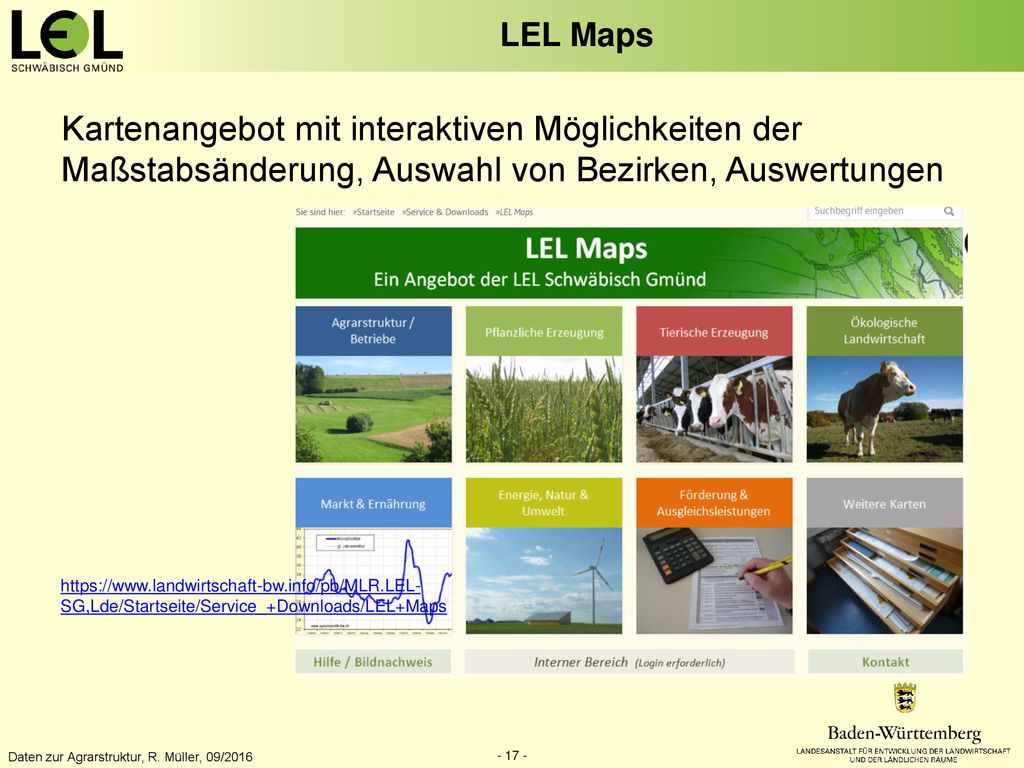 LEL Maps Kartenangebot mit interaktiven Möglichkeiten der Maßstabsänderung, Auswahl von Bezirken, Auswertungen.