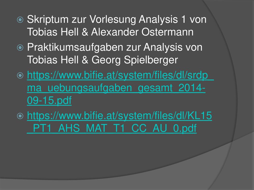Skriptum zur Vorlesung Analysis 1 von Tobias Hell & Alexander Ostermann