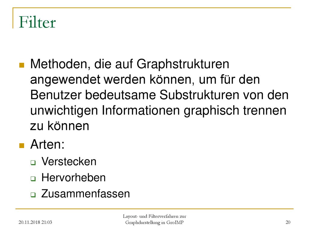 Layout- und Filterverfahren zur Graphdarstellung in GroIMP