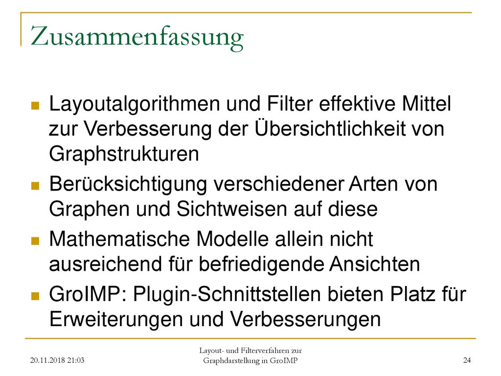 Layout- und Filterverfahren zur Graphdarstellung in GroIMP