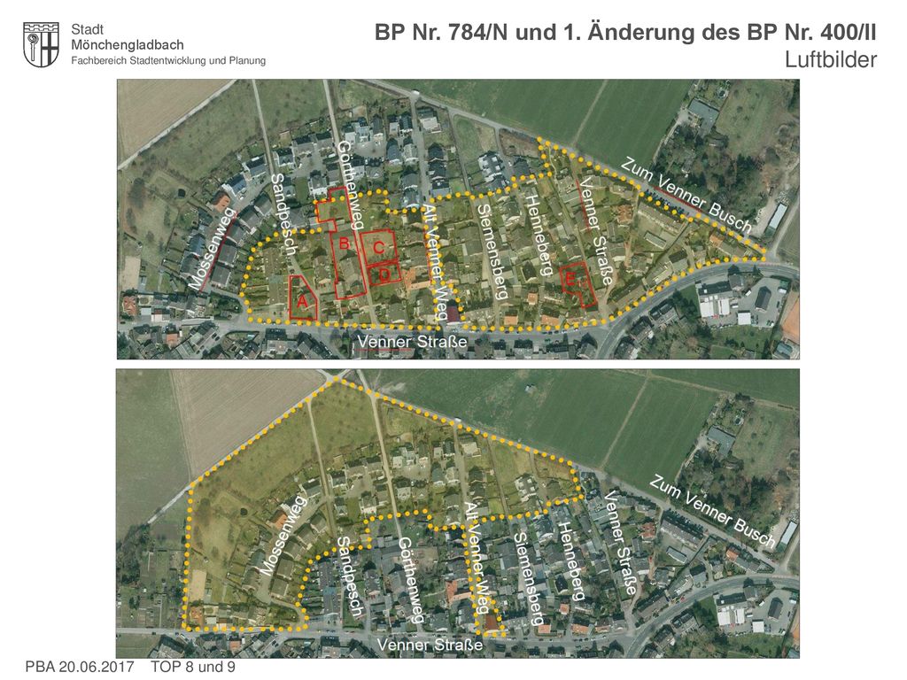 [ Bild ] BP Nr. 784/N und 1. Änderung des BP Nr. 400/II Luftbilder