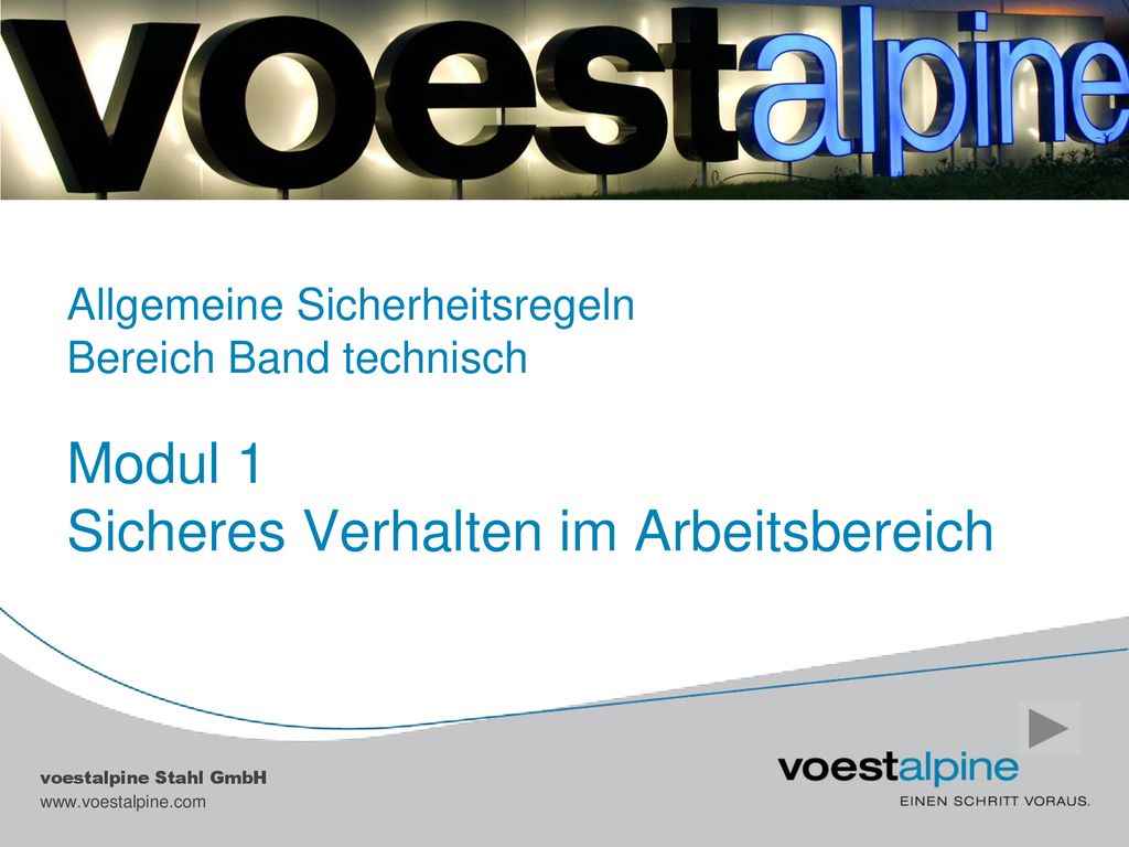 Allgemeine Sicherheitsregeln Bereich Band technisch Modul 1 Sicheres Verhalten im Arbeitsbereich