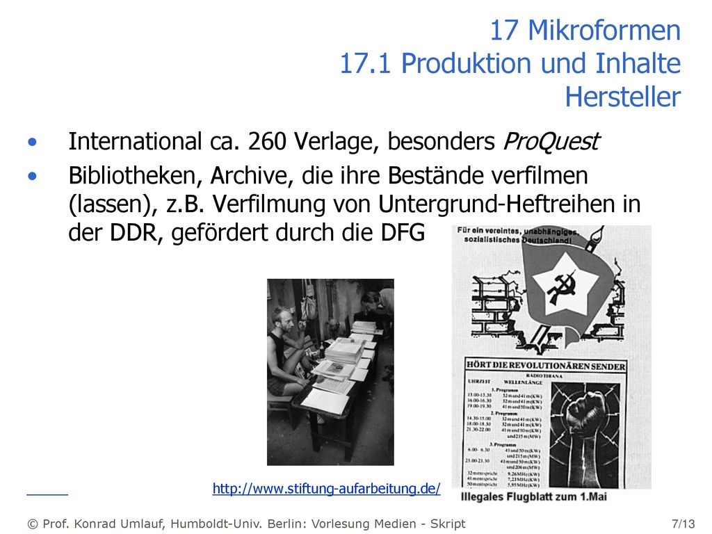 17 Mikroformen 17.1 Produktion und Inhalte Hersteller