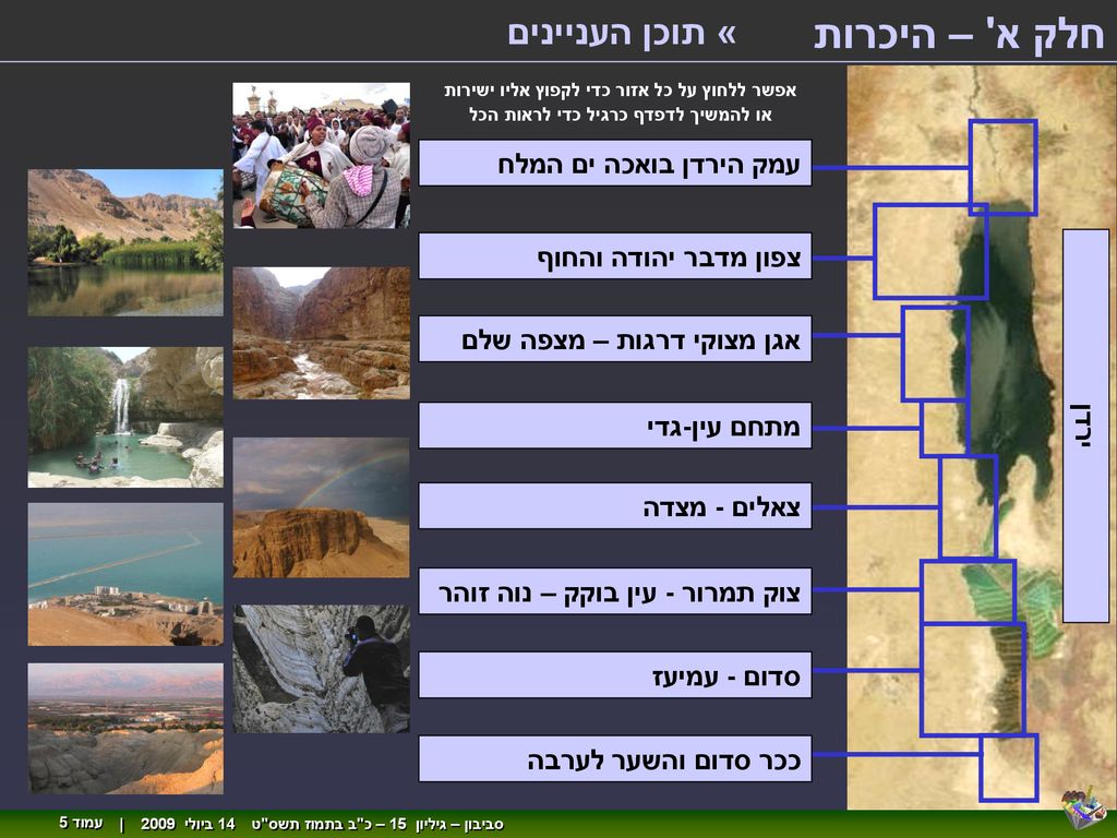 חלק א – היכרות « תוכן העניינים עמק הירדן בואכה ים המלח