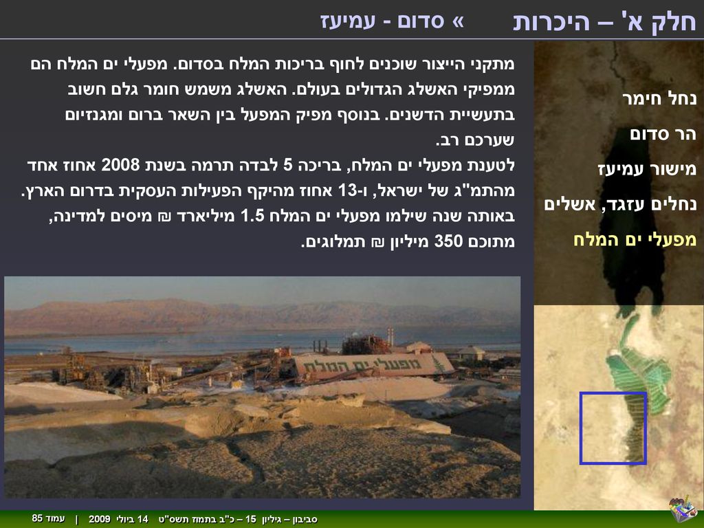 חלק א – היכרות « סדום - עמיעז נחל חימר הר סדום מישור עמיעז