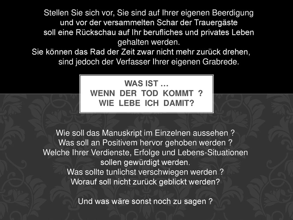Was ist … wenn der Tod kommt Wie lebe ich damit