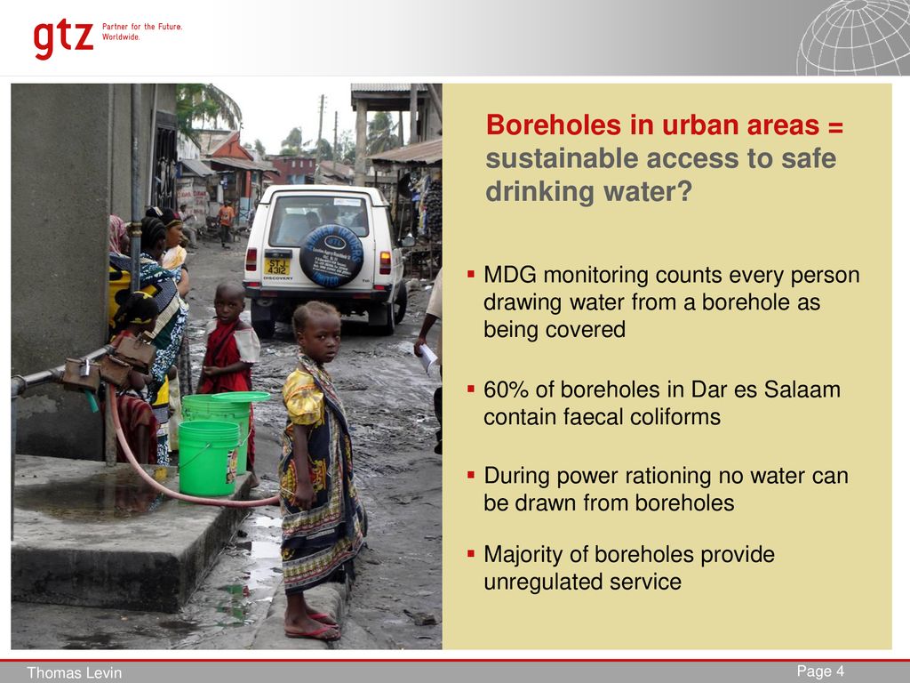 Boreholes in urban areas = sustainable access to safe drinking water