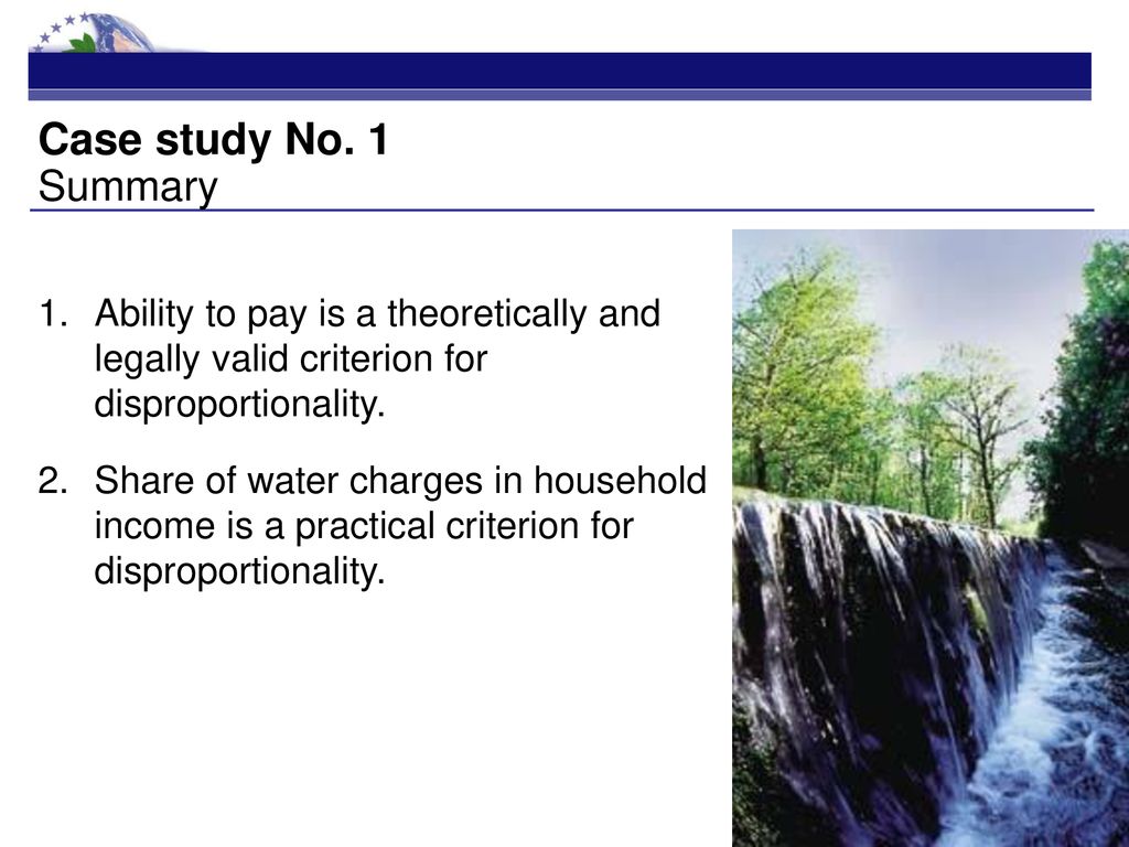 Case study No. 1 Summary Ability to pay is a theoretically and legally valid criterion for disproportionality.