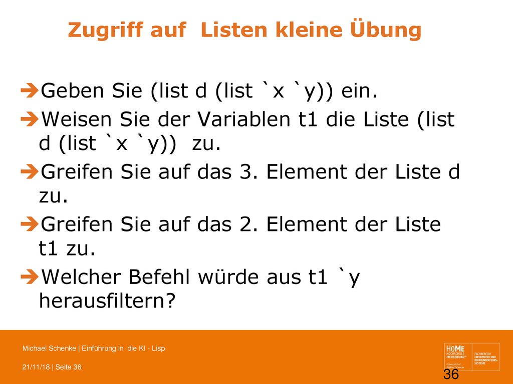 Zugriff auf Listen kleine Übung