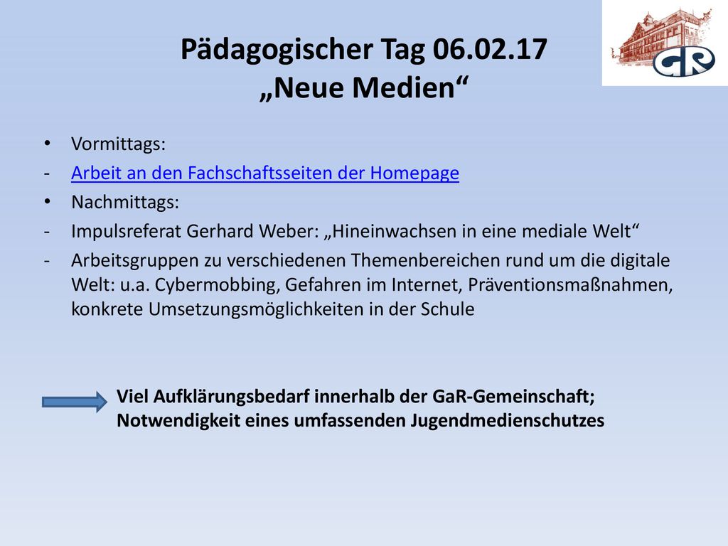 Pädagogischer Tag „Neue Medien