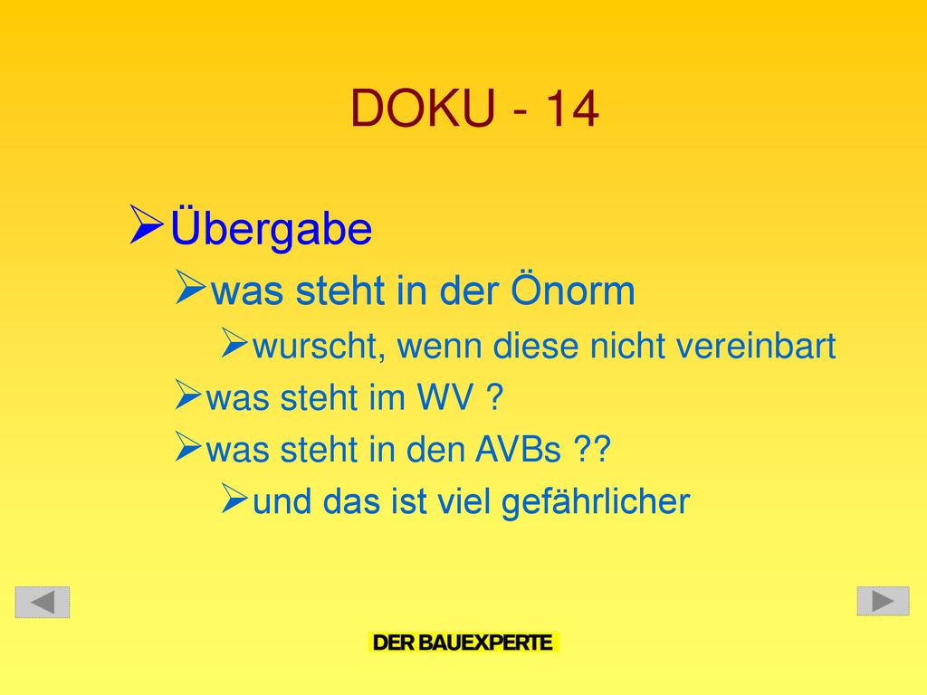 DOKU - 14 Übergabe was steht in der Önorm
