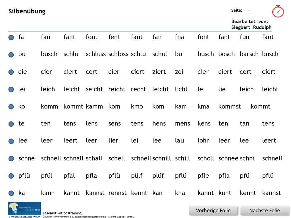 Silbenübung fa fan fant font fent fant fan fna font fant fun fant bu