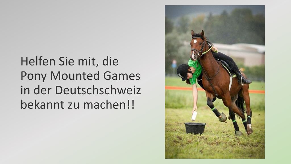 Helfen Sie mit, die Pony Mounted Games in der Deutschschweiz bekannt zu machen!!