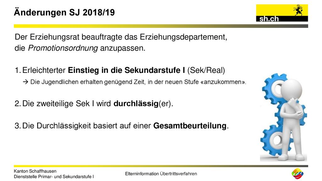 Änderungen SJ 2018/19 Der Erziehungsrat beauftragte das Erziehungsdepartement, die Promotionsordnung anzupassen.